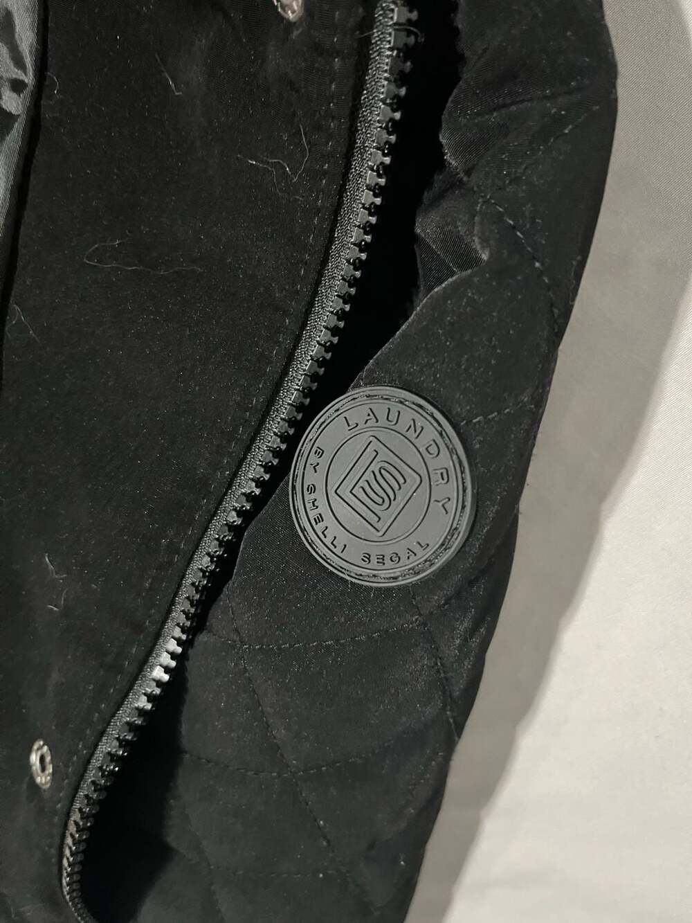 Laundry by Shelli Segal Quilted Hooded Coat Size L Black Faux Fur Lined - Picture 5 of 9